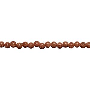 Bead, brown goldstone (glass) (man-made), 3mm round. Sold per 15-1/2" to 16" strand.