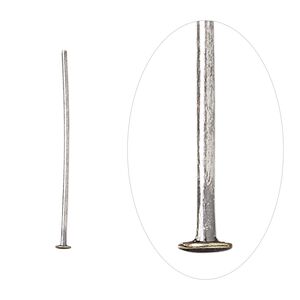 Head pin 1pkg500 silver-plated, 1 inch, 21 gauge brass antique