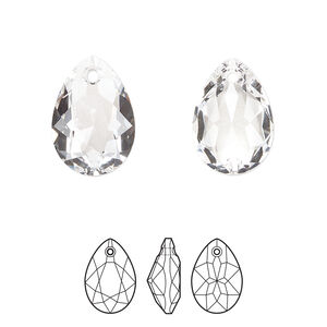 Drop 2pk crystal, Crystal Passions&reg; 16x11mm pendant pear cut 6433