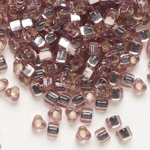 Seed bead, Miyuki, glass, silver-lined translucent smoky amethyst (TR1804), #5 triangle. Sold per 250-gram pkg.