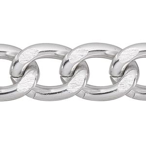 Chain 1pkg1 curb, 8mm, aluminum / anodized silver 5 foot unfinished