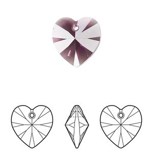 Drop 144pk amethyst, Swarovski&reg; 14mm pendant heart 6228