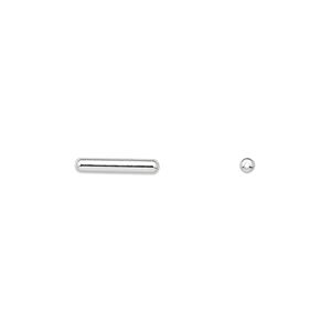 Bead 1pkg100 silver-plated, 11x2mm capsule, brass
