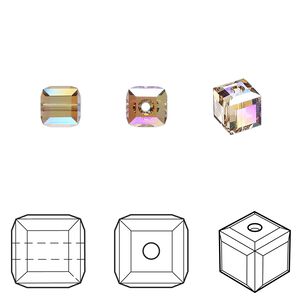 Bead 144pk light Colorado topaz shimmer, Swarovski&reg; 6mm cube 5601