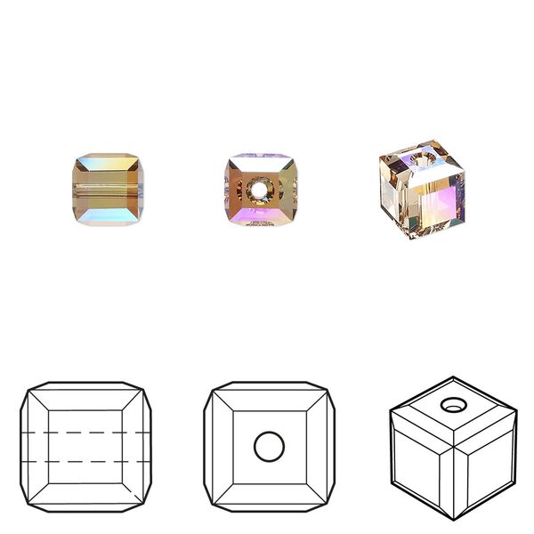 Bead 144pk light Colorado topaz shimmer, Swarovski&reg; 6mm cube 5601 image number 0