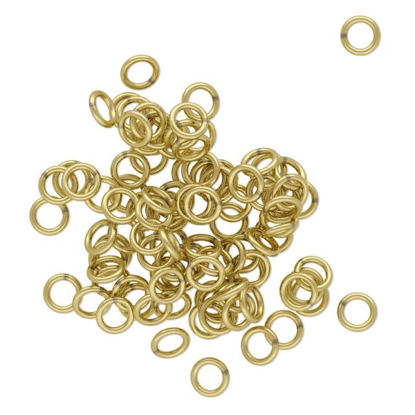 Jump ring 1pkg100 brass, 4.5mm soldered closed round, 20 gauge / 2.9mm inside diameter image number 0