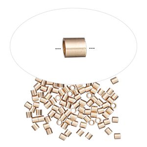 Crimp 1pkg100 14Kt rose gold-filled, 2mm round tube / 1.4mm inside diameter