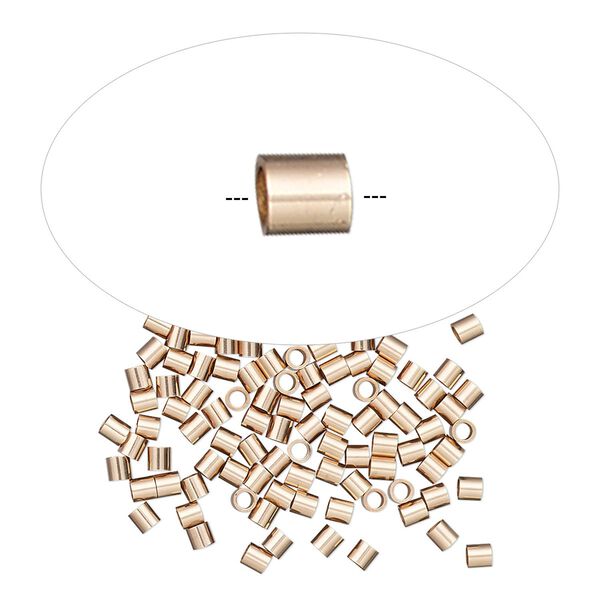 Crimp 1pkg100 14Kt rose gold-filled, 2mm round tube / 1.4mm inside diameter image number 0