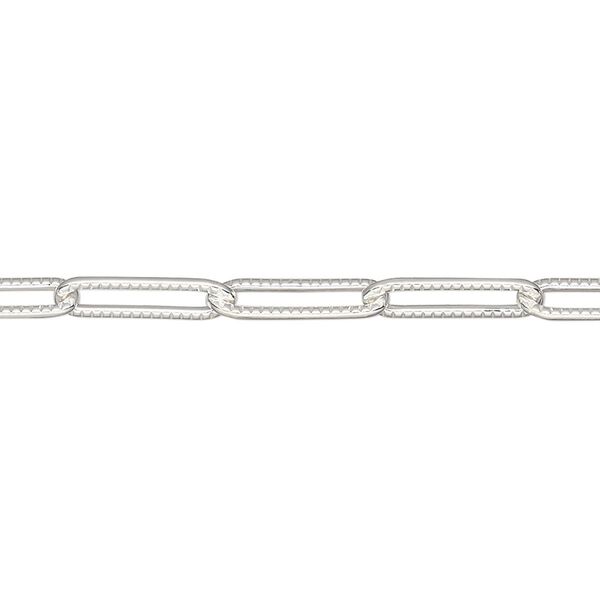 Chain 1pkg1 sterling silver paperclip, 3.9mm textured, 5 foot unfinished image number 0