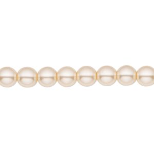 Bead, Czech pearl-coated glass druk, opaque champagne, 6mm round. Sold per 15-1/2" to 16" strand.