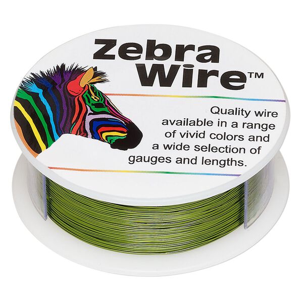 Wire, Zebra Wire&trade;, color-coated copper, green, round, 30 gauge. Sold per 1/4 pound spool, approximately 215 yards. image number 0