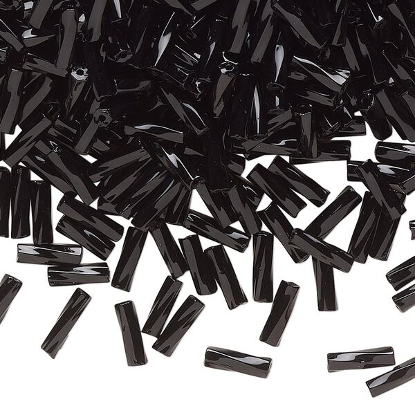 Bead, Preciosa Ornela Czech glass, bugle bead, pkg/50g, #3 twisted, opaque black, (23980). image number 0