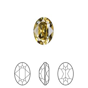 Fancy stone 1pk dark jonquil foil back, Crystal Passions&reg; Regenerated 14x10mm oval 4120