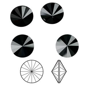 Chaton 48pk jet, Crystal Passions&reg; 12mm rivoli 1122