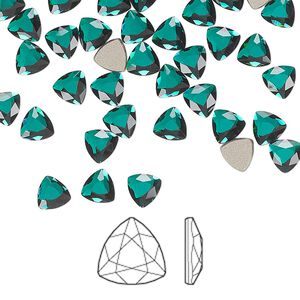 Flat back 12pk emerald foil back, Crystal Passions&reg; 5mm trilliant 2472