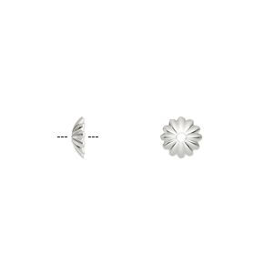 Bead cap, silver-plated brass, 7x2mm ribbed round, fits 8-10mm bead. Sold per pkg of 1,000.