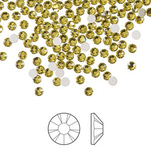 Flat back 1440pk acid yellow foil back, Preciosa MAXIMA Czech crystal rhinestone 2.5-2.7mm chaton rose round SS9