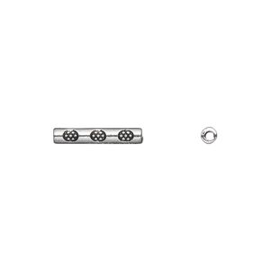 Bead 1pkg50 silver-plated "pewter", 14x2mm tube, antique