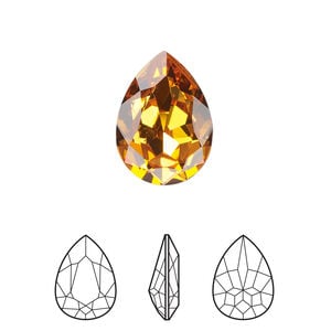 Fancy stone 1pkg1 dark orange (HICT) foil back, Crystal Passions&reg; 18x13mm pear 4320