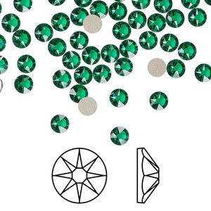 Flat back 1440pk majestic green foil back, Swarovski&reg; 3.8-4mm rose round SS16 2088