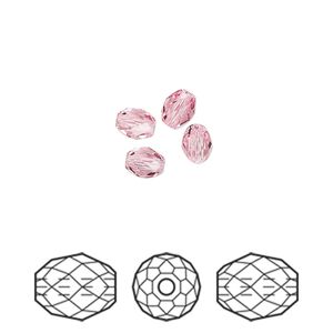 Bead 4pk light rose, Crystal Passions&reg; 5x4mm olive briolette 5044