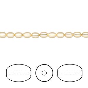 Pearl 500pk gold, Swarovski&reg; 4x3mm rice 5824