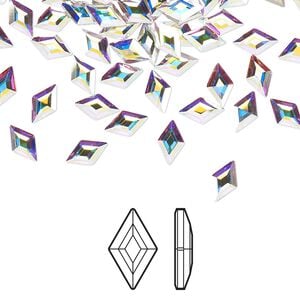 Flat back 6pk crystal AB foil back, Crystal Passions&reg; 6.6x3.9mm diamond 2773