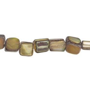 Mother-of-pearl shell 1pkg1, triangle tube bead 15 inch golden brown 7x5mm-9x7mm