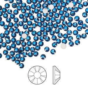 Flat back 144pk Capri blue foil back, Preciosa MAXIMA Czech crystal rhinestone 2.5-2.7mm chaton rose round SS9