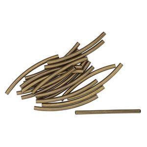 Bead 1pkg20 bronze-finished, 32x2mm curved round tube, brass antique
