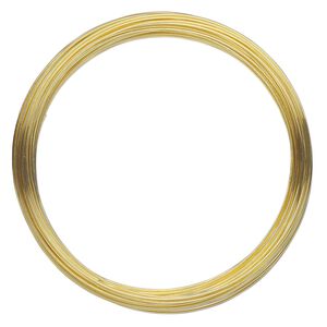 Memory wire, Beadalon&reg;, gold-plated carbon steel, 2-1/2-inch round bracelet, 0.65mm thick. Sold per 1-ounce pkg, approximately 62 loops.