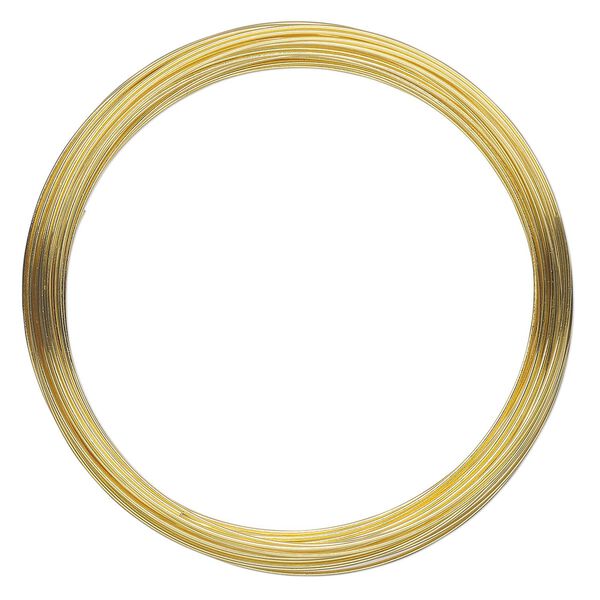 Memory wire, Beadalon&reg;, gold-plated carbon steel, 2-1/2-inch round bracelet, 0.65mm thick. Sold per 1-ounce pkg, approximately 62 loops. image number 0