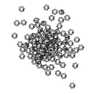 Bead 1pkg100 gunmetal-plated, 3x2mm star, brass