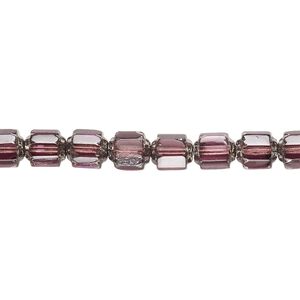 Bead, Czech glass, light purple and metallic purple, 6mm round cathedral. Sold per 15-1/2" to 16" strand.