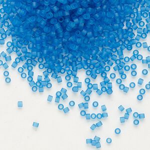 Seed bead, Delica&reg;, glass, pkg/50g, #11 round, translucent matte Capri blue (DB-0768).