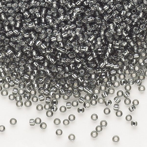Seed bead, Dyna-Mites&trade;, glass, pkg/1/2kg, #11 round, transparent silver-lined gunmetal, (56:RR 11/0 RR). image number 0
