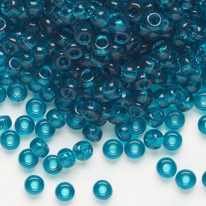 Seed bead, Miyuki, glass, pkg/25g, #6 rocaille, transparent teal (RR-2405).
