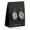 Earring card, adhesive and card stock, black, 3 x 2-1/4 inches with "HANDMADE IN USA." Sold per pkg of 100. image number 1
