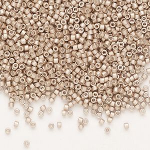 Seed bead, Delica&reg; 1pkg50g glass, #11 round, opaque semi-matte galvanized light smoky amethyst / outside dyed (DB-1158)