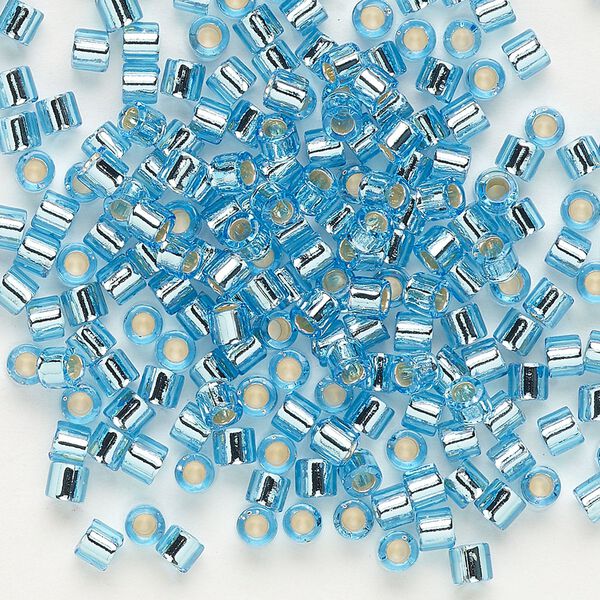 Seed bead, Delica&reg;, glass, pkg/50g, #8 round, transparent silver-lined aqua (DBL-0044). image number 0