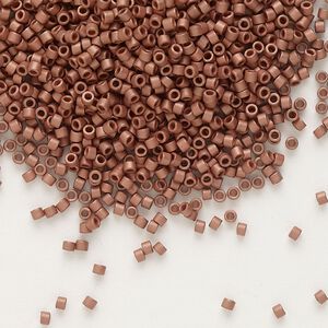 Seed bead, Delica&reg;, glass, pkg/250g, #11 round, opaque matte copper-plated (DB-0340).