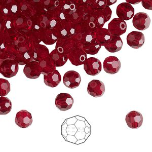 Bead 144pk Siam, Preciosa Czech crystal 5mm round