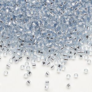 Seed bead, Dyna-Mites&trade;, glass, pkg/40g, #11 round, transparent silver-lined pale blue, (72:SR 11/0 SR).
