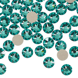 Flat back 1pkg144 Caribbean green foil back, Crystal Passions&reg; Regenerated 6.32-6.5mm rose round SS30 2088