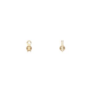 Bead tip bottom clamp-on 1pkg100 gold-plated, 5.5x2.5mm / closed loop, brass / Hot Tips&reg;