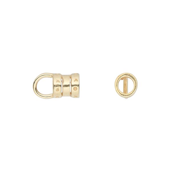 Crimp end 1pkg2 gold-plated pewter, 7x6mm tube / loop / 4mm inside diameter, JBB Findings image number 0