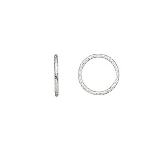 Jump ring 1pkg10 sterling silver, 12mm soldered closed textured round, 18 gauge / 9.8mm inside diameter