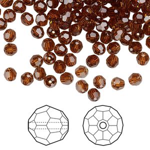 Bead 144pk light amber, Crystal Passions&reg; 4mm round 5000