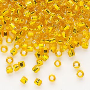 Seed bead, Dyna-Mites&trade;, glass, silver-lined translucent orange, #6 round with square hole. Sold per 1/2 kilogram pkg.