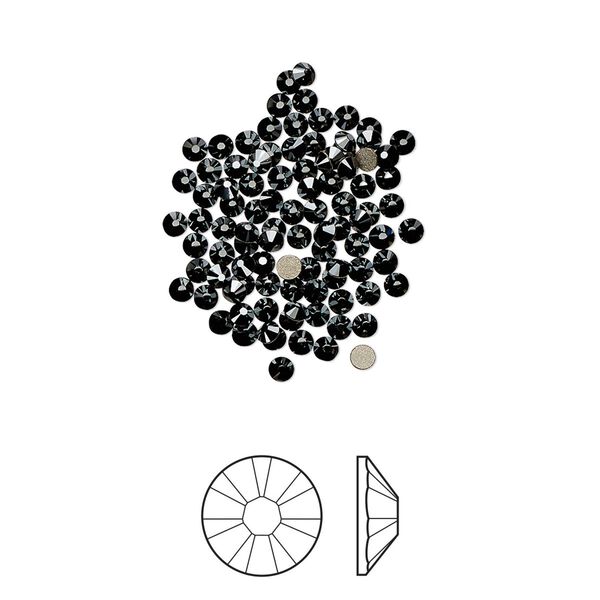 Flat back 1440pk jet hematite foil back, Swarovski&reg; 1.7-1.9mm rose round SS5 2058 image number 0